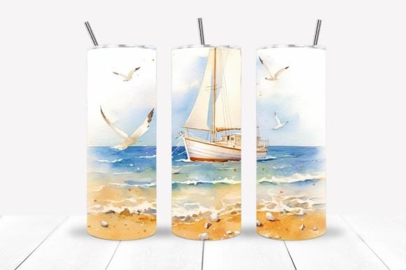 Download 20 Oz Skinny Tumbler Beach Wrap Tapered - Wrap Collection