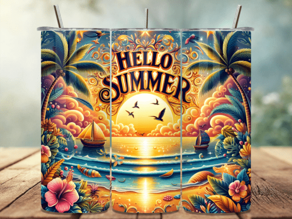 Download Hello Summer Beach Tumbler Wrap PNG - Wrap Collection