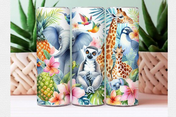 Download Watercolor Tropical Animal Tumbler Wrap - Wrap Collection