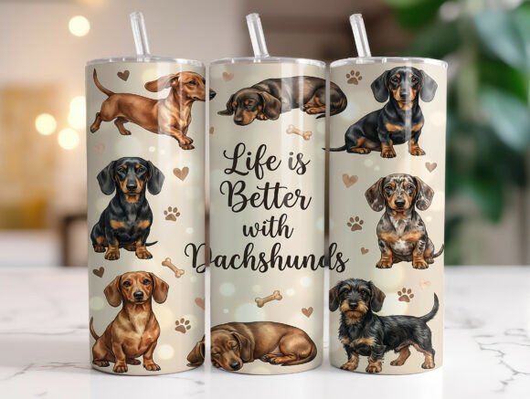 Download Cute Dachshund Dog Tumbler Wrap Design - Wrap Collection
