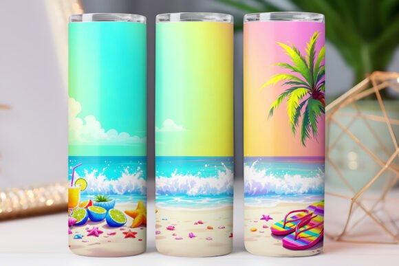 Download Summer Beach Tumbler Wrap 20oz Skinny - Wrap Collection