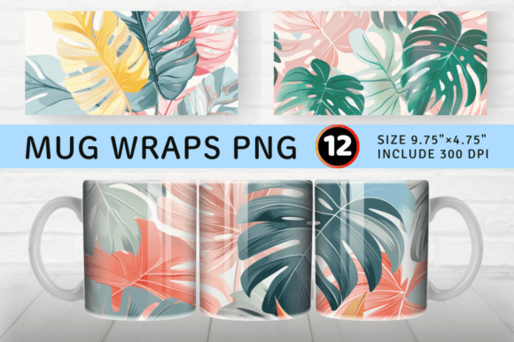Download Pastel Jungle Tropical Leaf Mug Wrap Sub - Wrap Collection