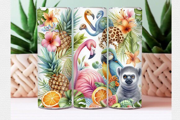 Download Watercolor Tropical Animal Tumbler Wrap - Wrap Collection
