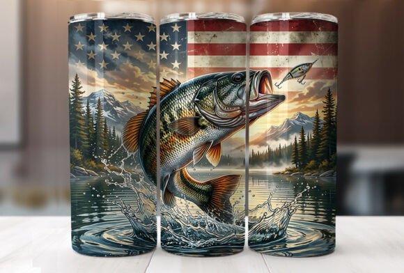 Download Patriotic Bass Fishing 20oz Tumbler Wrap - Wrap Collection