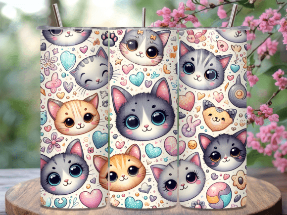 Download Cute Cat Pattern Tumbler Wrap Design - Wrap Collection