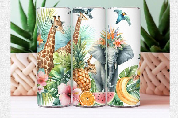 Download Watercolor Tropical Animal Tumbler Wrap - Wrap Collection