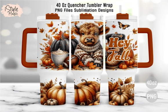 Download Fall Autumn Cow 40 Oz Tumbler Wrap PNG - Wrap Collection