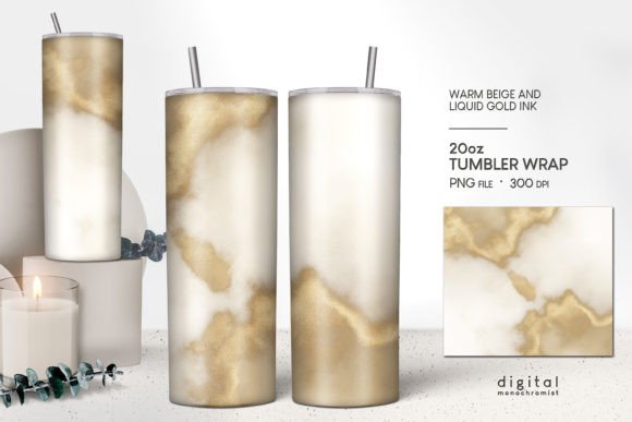 Download Tumbler Wrap Beige Liquid Gold Ink PNG - Wrap Collection