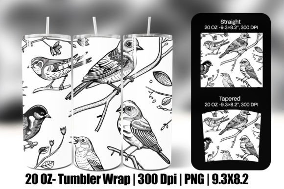 Download Line Art Birds Pattern Wrap Tumbler - Wrap Collection