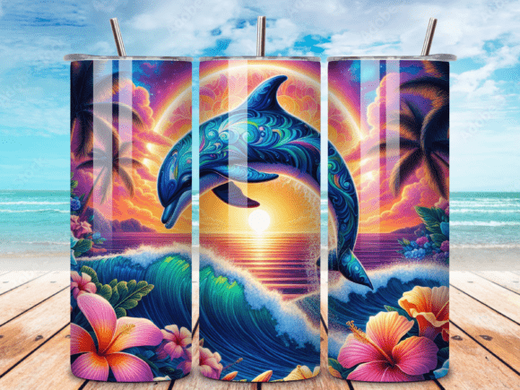 Download Summer Dolphin Tumbler Wrap Design PNG - Wrap Collection