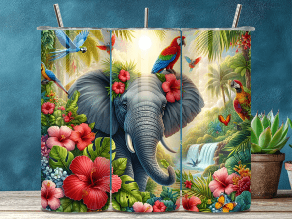 Download Tropical Elephant Jungle Tumbler Wrap - Wrap Collection
