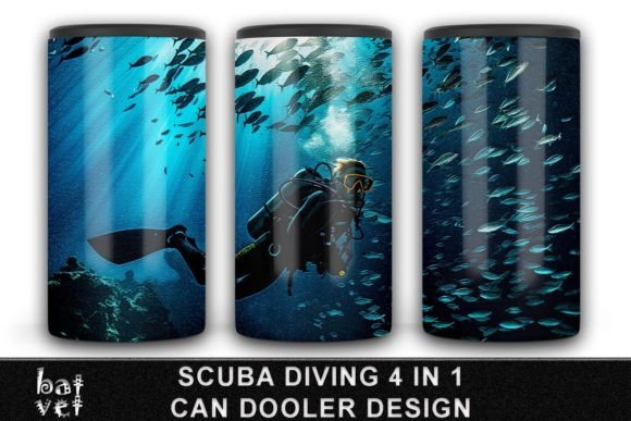 Download Scuba Diving Can Cooler Wrap PNG Design - Wrap Collection