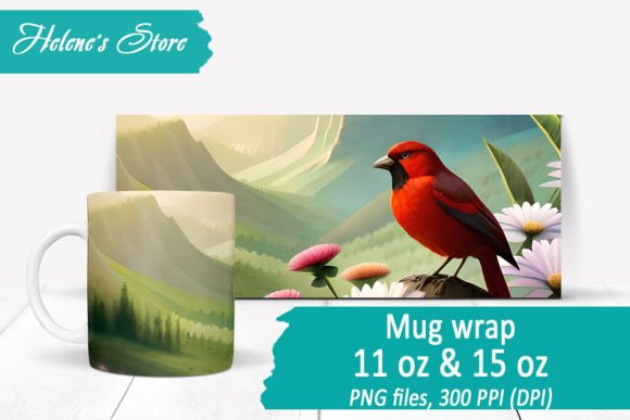 Download Spring Bird Mug Sublimation Wrap PNG - Wrap Collection