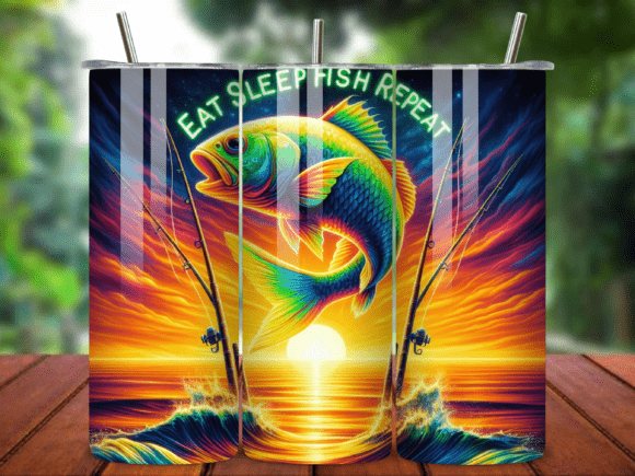 Download Eat Sleep Fish Repeat Tumbler Wrap V.2 - Wrap Collection