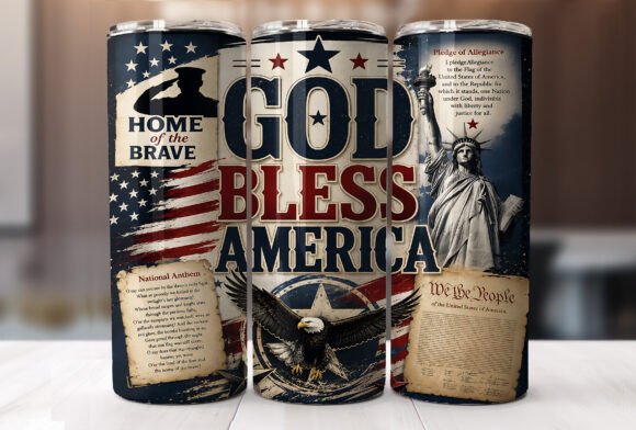 Download God Bless America Patriotic Tumbler Wrap - Wrap Collection