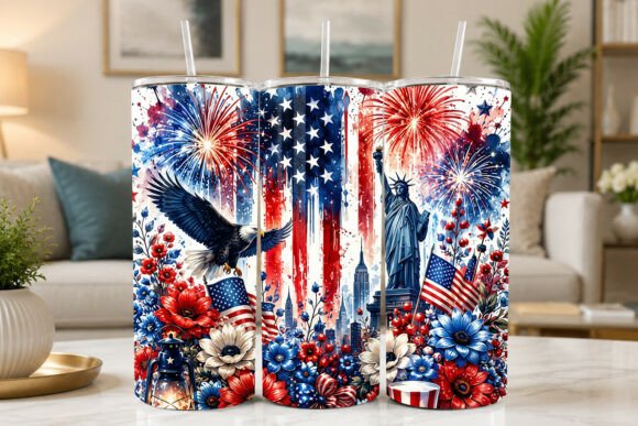 Download Eagle Fireworks 4th of July Tumbler Wrap - Wrap Collection