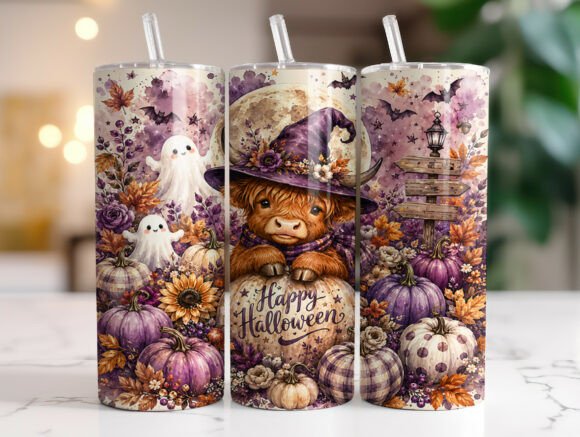 Download 20oz Halloween Highland Cow Tumbler Wrap - Wrap Collection