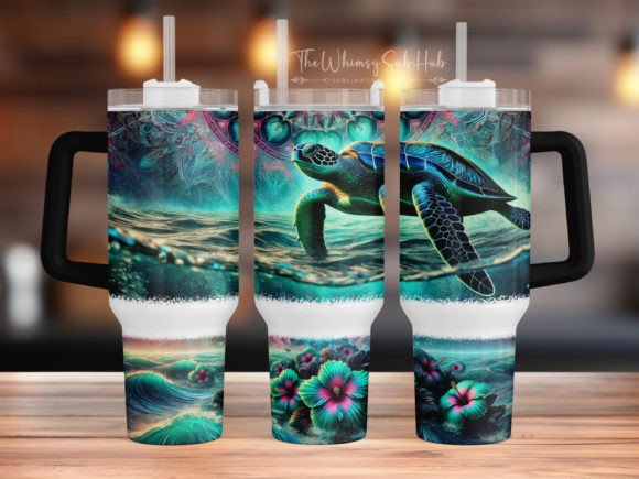 Download Sea Turtle 40 Oz Quencher Tumbler Wrap - Wrap Collection