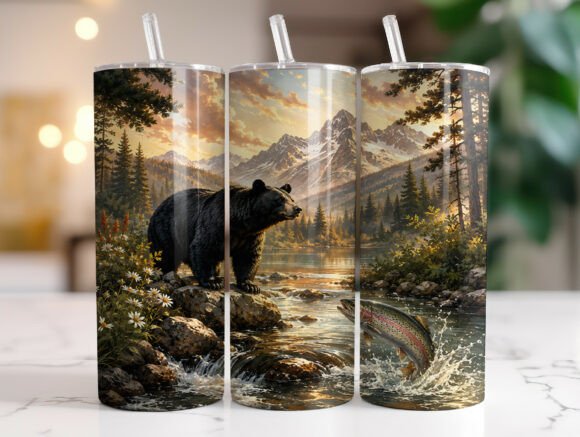Download Black Bear 20 Oz Skinny Tumbler Wrap - Wrap Collection