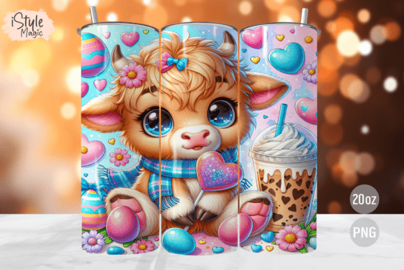 Download Easter Highland Cow Tumbler Wrap PNG - Wrap Collection