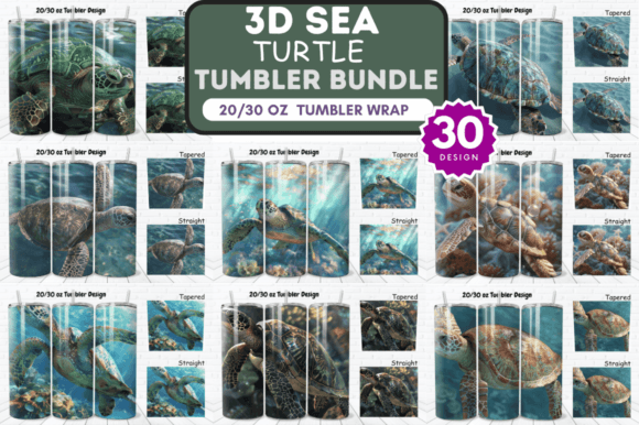 Download 3D Sea Turtle Tumbler Wrap Bundle - Wrap Collection