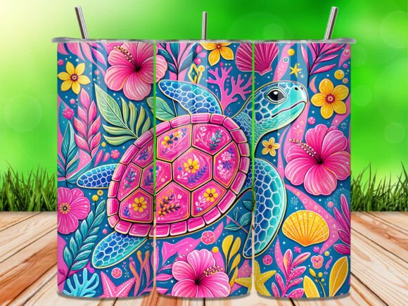 Download Boho Floral Sea Turtle Tumbler Wrap PNG - Wrap Collection