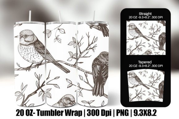 Download Line Art Birds Pattern Wrap Tumbler - Wrap Collection