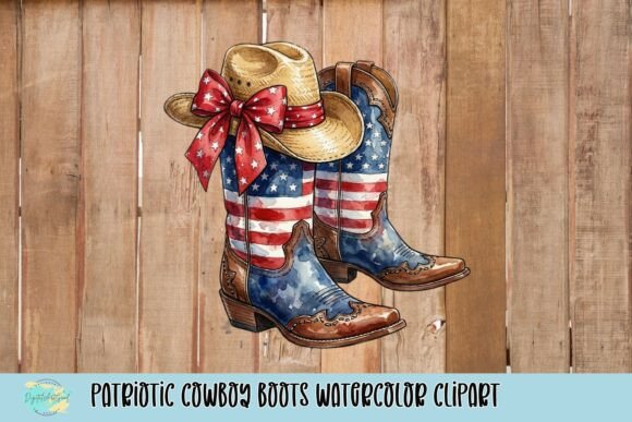 Download Patriotic Cowboy Boots Watercolor Clipart - Premium Resources