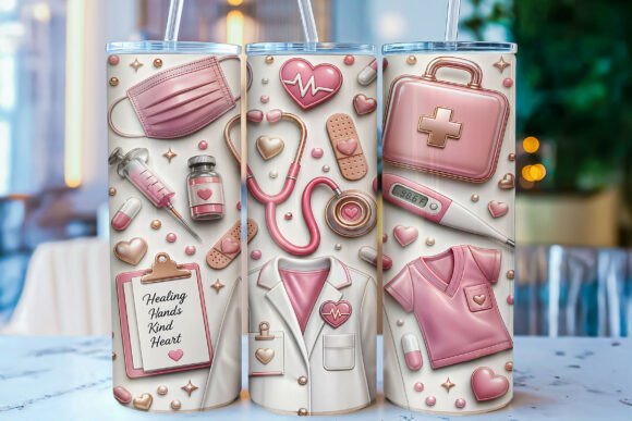 Download 3D Inflated Pink Nurse Tumbler Wrap PNG - Wrap Collection