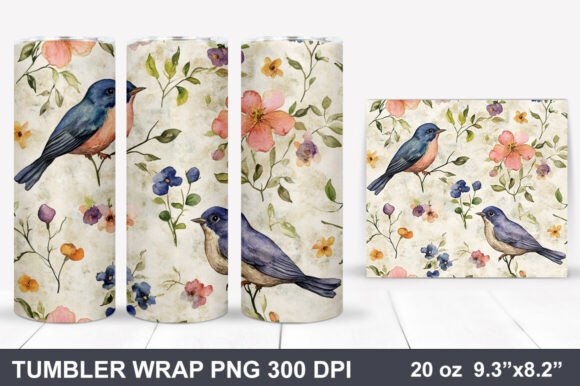 Download Bird and Flowers Tumbler Wrap - Wrap Collection