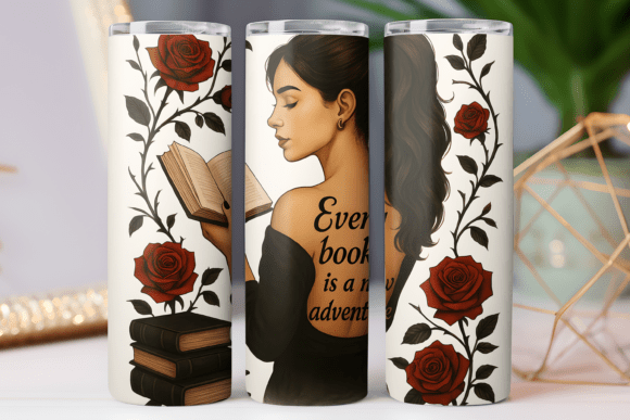 Download Girl Book Lover 20oz Skinny Tumbler Wrap - Wrap Collection