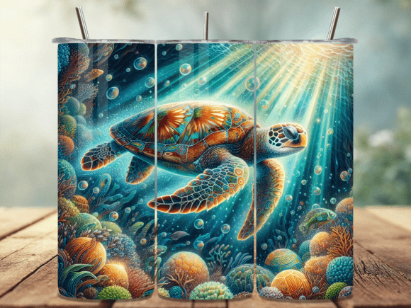 Download Blue Coral Sea Turtle Tumbler Wrap - Wrap Collection