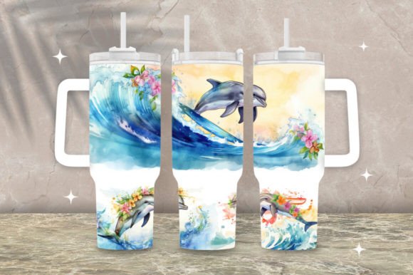Download Dolphin Floral Sublimation Tumbler Wrap - Wrap Collection