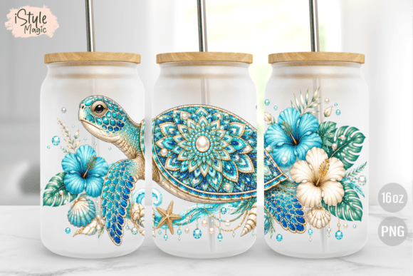 Download Sea Turtle Summer 16 Oz Glass Can Wrap - Premium Resources