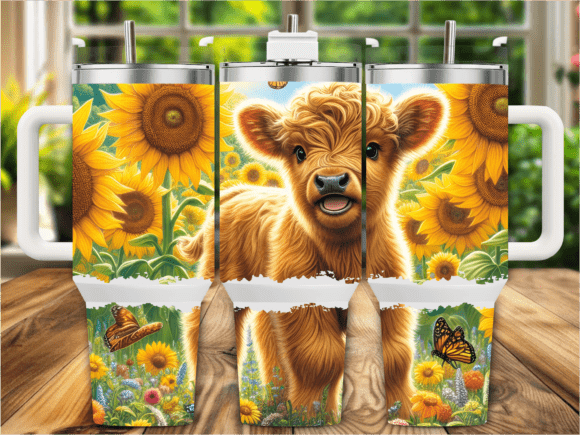 Download Sunflower Highland Cow 40oz Tumbler Wrap - Wrap Collection