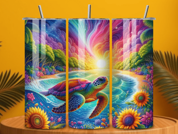 Download Colorful Sea Turtle Tumbler Wrap PNG - Wrap Collection
