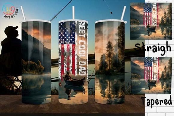 Download Dad and Son Fishing American Flag Wrap - Wrap Collection
