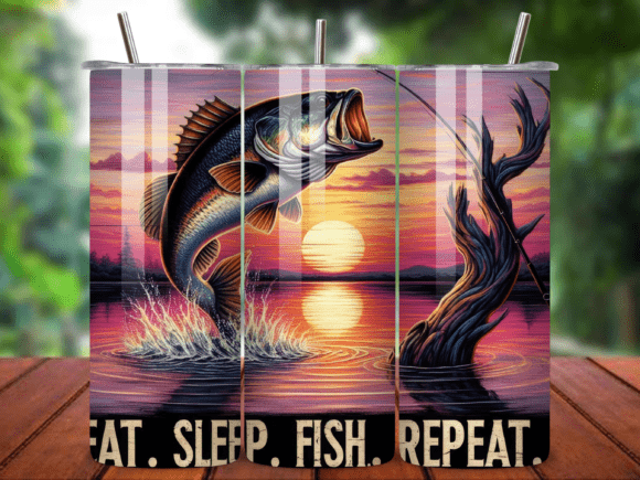 Download Eat Sleep Fish Repeat Tumbler Wrap V.1 - Wrap Collection