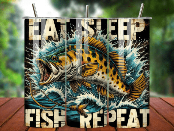 Download Eat Sleep Fish Repeat Tumbler Wrap V.4 - Wrap Collection