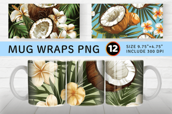 Download Coconut Flower Garden Tropical Mug Wrap - Wrap Collection