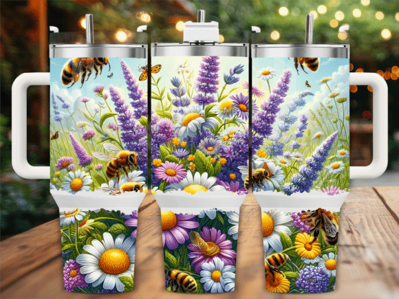 Download Wildflower Bee Summer 40oz Tumbler Wrap - Wrap Collection