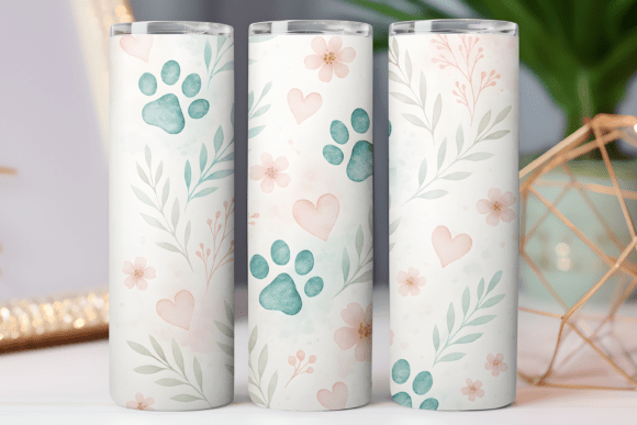 Download Dog Paw Tumbler Wrap Photo Design 20oz - Wrap Collection