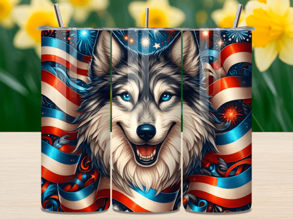 Download Blue Eyes Husky July 4th Tumbler Wrap - Wrap Collection