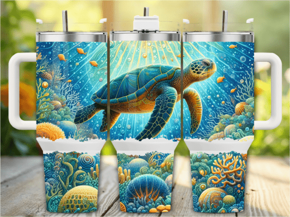 Download Coral Reef Sea Turtle 40oz Tumbler Wrap - Wrap Collection