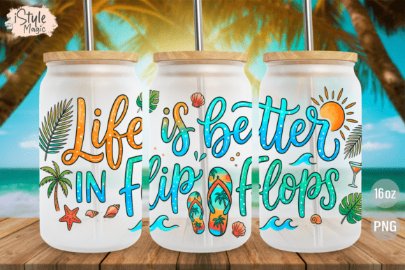 Download Summer Flip Flops 16oz Glass Can Wrap - Wrap Collection