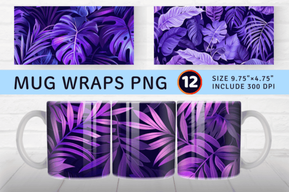 Download Purple Tropical Leaves Floral Mug Wrap S - Wrap Collection