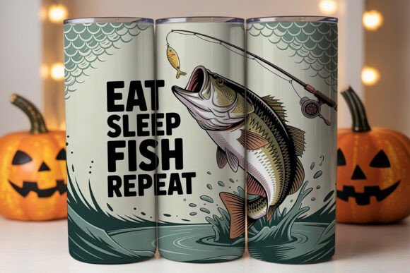 Download Eat Sleep Fish Repeat 20oz Tumbler Wrap - Wrap Collection