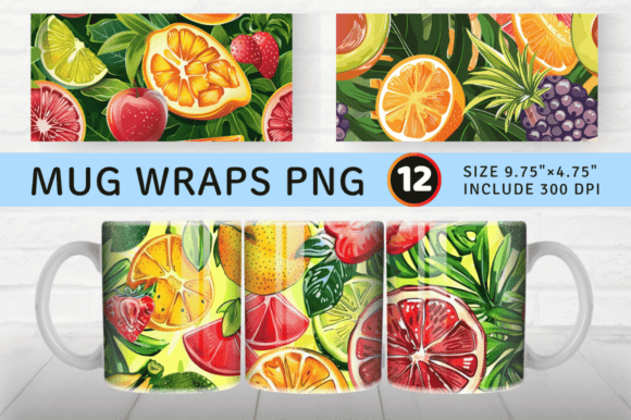 Download Summer Tropical Fruit Mug Wrap Sublimati - Wrap Collection