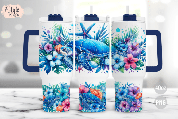Download Summer Sea Turtle 40oz Tumbler Wrap PNG - Wrap Collection