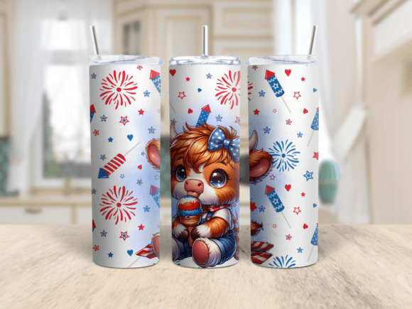 Download July 4th Highland Cow 20oz Tumbler Wrap - Wrap Collection